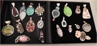 Lot of 925 designer Pendants with rocks and beads