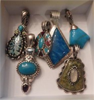 Lot of 925 pendants with turquoise colored stones