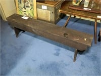 Early Pine bench with green paint,