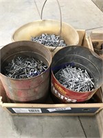 2 boxes- nails and old wrenches