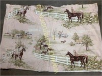 Vintage horse equestrian cotton drapery panel