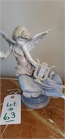 Lladro angel with harp 9 1/2 in tall
