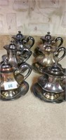 6 individual nickel silver tea pots