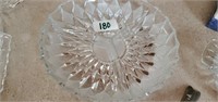 Glass crystal divided dish 8in across