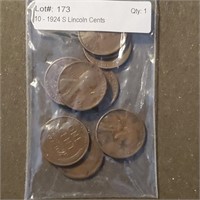 10 - 1924 S Lincoln Cents