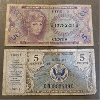 (2) 5 Cent Military Payment Certificates