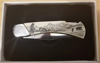 Collectible Barlow Scrimshaw Knife w/ Bear Scene