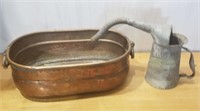 Vintage Copper Pot / Planter & Small Watering Can