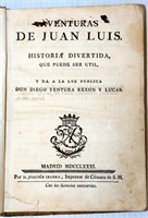 Antique 1781 Book Adventuras De Juan Luis