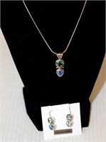 Sterling Silver & Gemstone Earring & Necklace Set