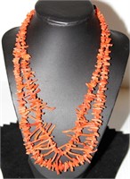 21" & 22" Red Branch Coral Necklaces w Silver Tips