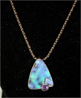 Marta Howell Abalone & Amethyst Silver Necklace