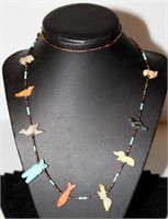 Zuni Fetish Necklace w Stone Animals & Beads