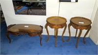 Set of 3- Mahogany inlaid tables,