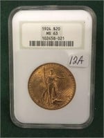 1924 Gold $20 NGC MS63