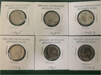 6- Uncirculated Jefferson Nickels