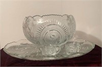 Glass Punch Bowl & Tray