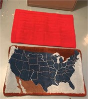 Wool Hooked Rug With Map of USA
