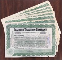 24 Illinois Traction CO 1912 Stock Certificates