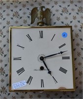 Vintage Brass Wall Clock w/ Eagle & Key (9" x