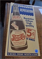 Original Un-circulated Cardboard Pepsi Sign (8" x