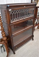 Mahogany Stacking Leaded Glass Bookcase 34" x 14"