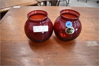 Pair of Royal Ruby Anchor Glass Vases |*SR D95c