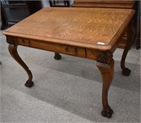 Oak Claw-foot Library Table - Circa 1900, 42"x28"x