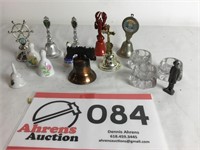 Lot of Bells and Pewter Man and 3 Salts