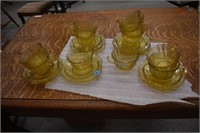 (11) Amber Depression Cups & Saucers |*SR D93b