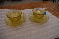 (2) Amber Cups & Saucers |*SR D93m