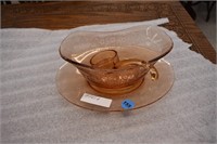 Antique Fostoria Glass Gravy, Underplate, & Ladle