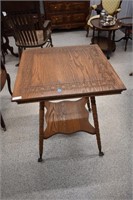 Carved Oak Parlor Table - Glass Ball & Class,