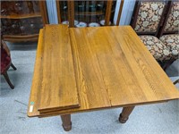 Square Oak Table (5 Legs & 2 Leaves, 9.75" each),