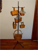 Metal Stand W/ Hooks & Longaberger Baskets