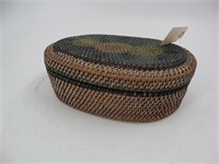 Folk Art Painted Wicker Basket