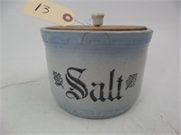 Blue & White Stoneware Salt Jar