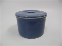 Blue Unmarked Stoneware Butter w/ Lid