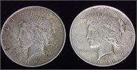 (2) SILVER PEACE DOLLARS, 1922 & 1924