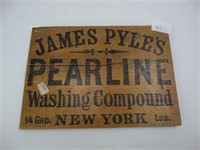 Wooden Advertising Box End - Pearline Compound