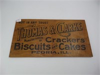 Wooden Advertising Box End - Peoria, IL Crackers