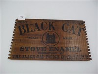 Wooden Advertising Box End - Three Black Cats Stov
