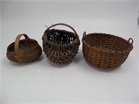 Lot (3) Early Primitive Woven Baskets