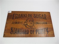 Wooden Advertising Box End - Franklin Sugar