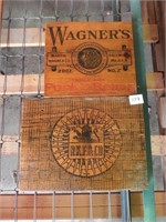 Lot (2) Advertising Wooden Box Ends