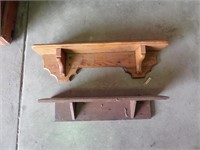 Lot (2) Early Primitive Shelves - Oak & Walnut