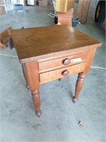 Early Walnut 2 Drawer Table - Mid 1800s