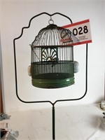 Bird Cage & Stand w/ 2 Porcelain Feeders 66" tall
