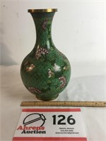 Cloisanne Brass Vase 12" Tall (Painted over Glass)