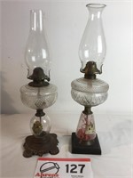 2 Oil Lamps, 21" tall